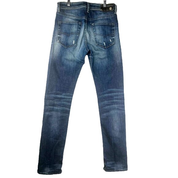 Diesel Mens Buster Regular Slim Tapered Stretch Jeans W28 L32 Blue Distressed - Picture 3 of 16
